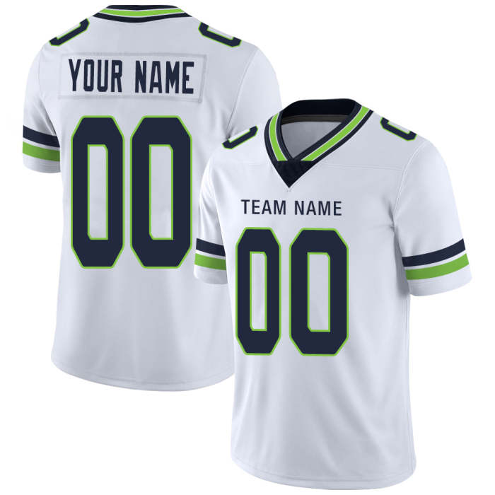 Custom Seattle Seahawks Stitched American Football Jerseys Personalize Birthday Gifts White Jersey