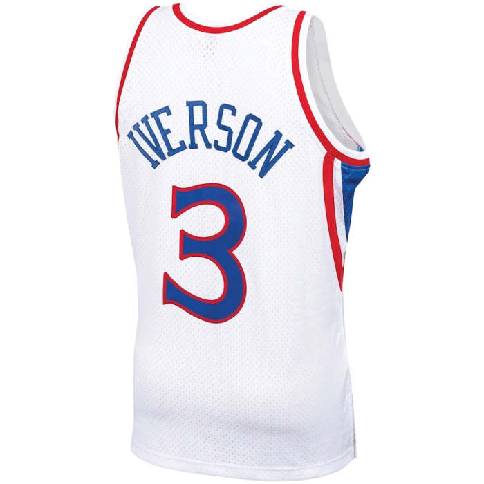 PH.76ers #3 Allen Iverson Mitchell & Ness Big & Tall Hardwood Classics 1996-97 Swingman Jersey White Stitched American Basketball Jersey