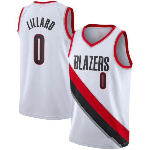 P.Trail Blazers #0 Damian Lillard 2020-21 Swingman Player Jersey  Association Edition White Stitched American Basketball Jersey