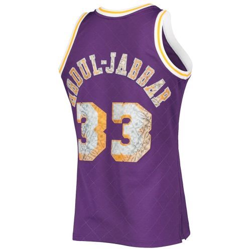 LA.Lakers #33 Kareem Abdul-Jabbar Mitchell & Ness 1996-97 Hardwood Classics 75th Anniversary Diamond Swingman Jersey Purple Stitched American Basketball Jersey