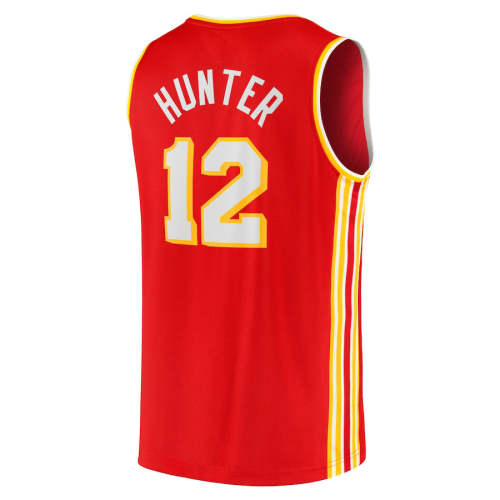 A.Hawks #12 De'Andre Hunter Fanatics Branded 2021-22 Fast Break Replica Jersey Icon Edition Red Stitched American Basketball Jersey