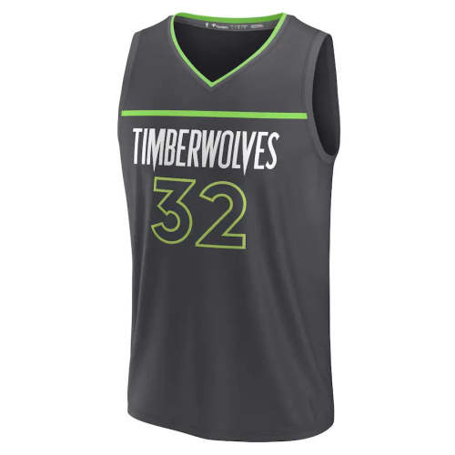 M.Timberwolves #32 Karl-Anthony Towns Fanatics Branded 2022-23 Fast Break Replica Jersey  Anthracite Statement Edition Stitched American Basketball Jersey