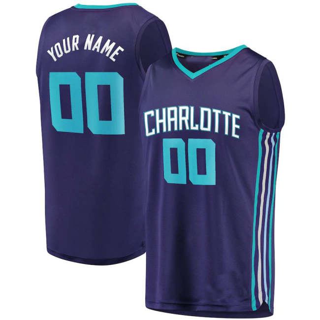 Custom C.Hornets Fanatics Branded Fast Break Replica Jersey Purple Statement Edition American Stitched Basketball Jersey