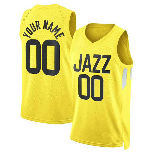 Custom U.Jazz Unisex 2022-23 Swingman Custom Jersey Icon Edition Yellow Stitched Basketball Jersey