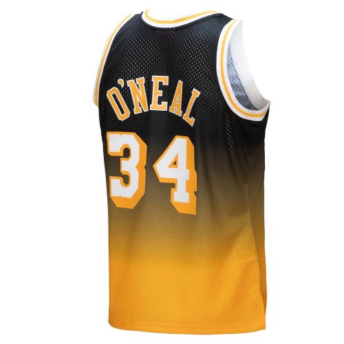 LA.Lakers #34 Shaquille O'Neal Mitchell & Ness 1996-97 Hardwood Classics Fadeaway Swingman Player Jersey  Gold Black Stitched American Basketball Jersey