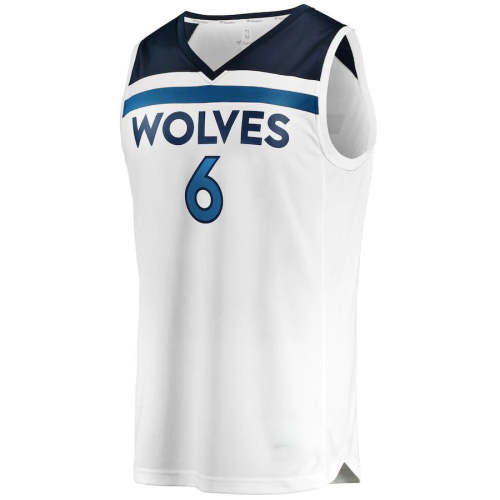 M.Timberwolves #6 Jordan McLaughlin Fanatics Branded  Fast Break Player Jersey Association Edition White Stitched American Basketball Jersey