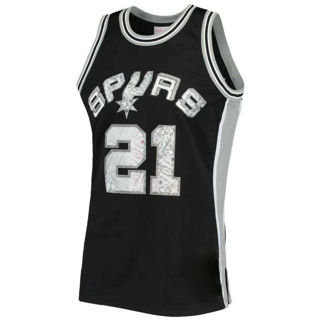 S.Antonio Spurs #21 Tim Duncan Mitchell & Ness 1996-97 Hardwood Classics 75th Anniversary Diamond Swingman Jersey Black Stitched American Basketball Jersey