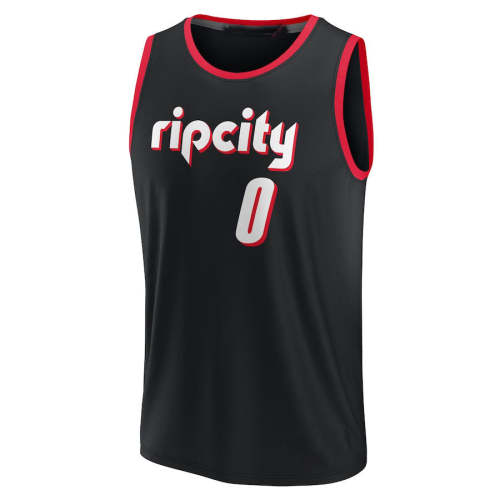 P.Trail Blazers #0 Damian Lillard Fanatics Branded 2021-22 Fast Break Replica Jersey City Edition Black Stitched American Basketball Jersey