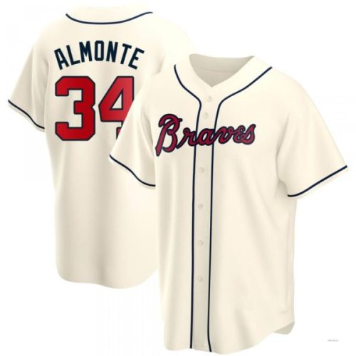 Atlanta Braves #34 Abraham Almonte Cream Alternate Jersey Stitches Baseball Jerseys