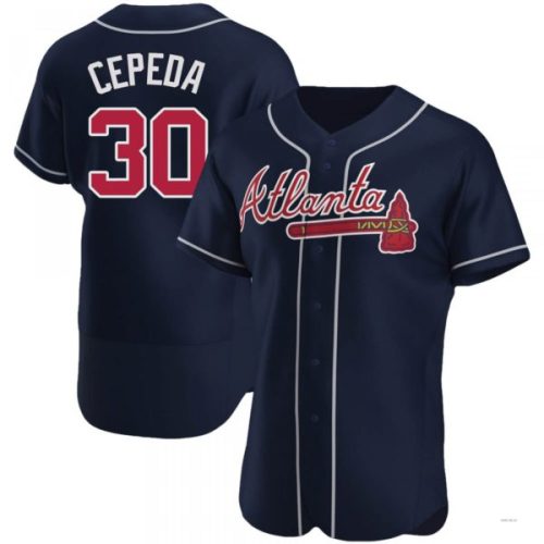 Atlanta Braves #30 Orlando Cepeda Navy Alternate Jersey Stitches Baseball Jerseys