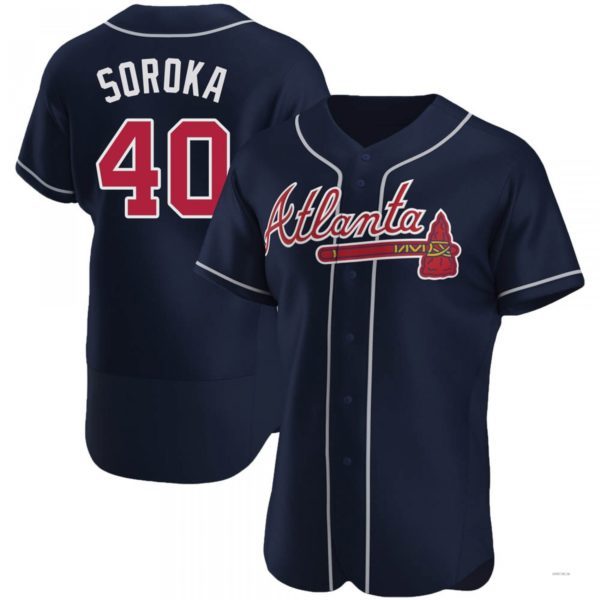 Atlanta Braves #40 Mike Soroka Navy Alternate Jersey Stitches Baseball Jerseys