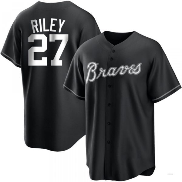 Atlanta Braves #27 Austin Riley White Black/ Jersey Stitches Baseball Jerseys