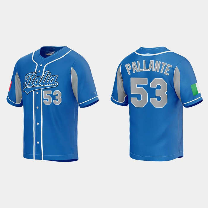 #53 ANDRE PALLANTE ITALY BASEBALL 2023 WORLD BASEBALL CLASSIC JERSEY �C ROYAL Stitches Baseball Jerseys