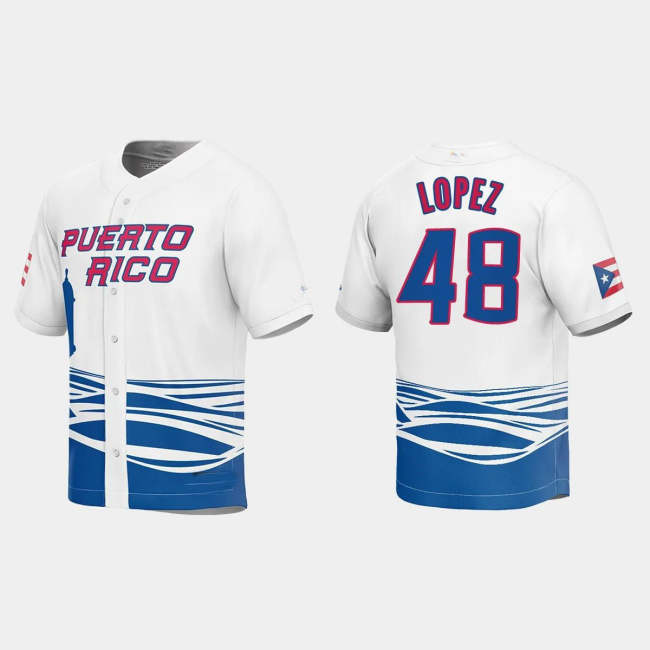 #48 JORGE LOPEZ PUERTO RICO BASEBALL 2023 WORLD BASEBALL CLASSIC JERSEY �C WHITE Stitches Baseball Jerseys