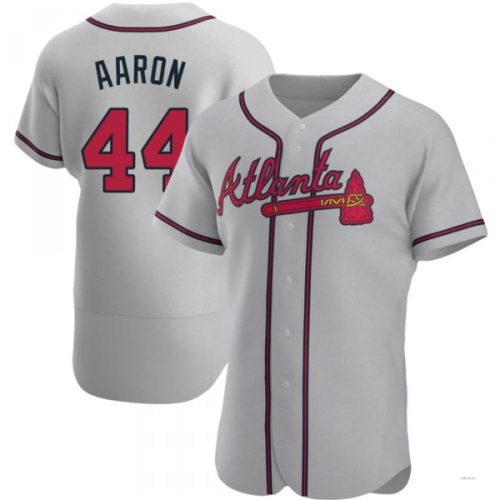 Atlanta Braves #44 Hank Aaron Gray Road Jersey Stitches Baseball Jerseys