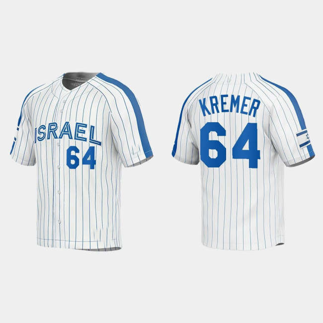 #64 DEAN KREMER ISRAEL BASEBALL 2023 WORLD BASEBALL CLASSIC JERSEY �C WHITE Stitches Baseball Jerseys