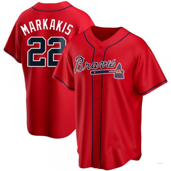 Atlanta Braves #22 Nick Markakis Red Alternate Jersey Stitches Baseball Jerseys