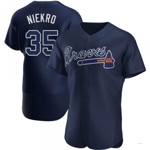 Atlanta Braves #35 Phil Niekro Navy Alternate Team Name Jersey Stitches Baseball Jerseys