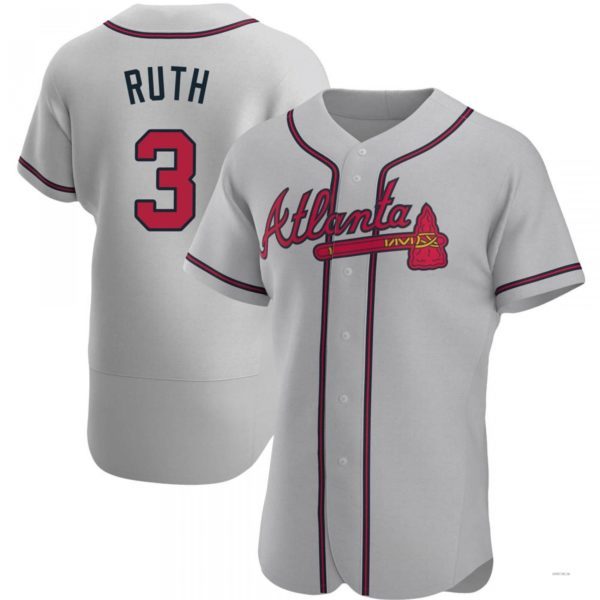 Atlanta Braves #3 Babe Ruth Gray Road Jersey Stitches Baseball Jerseys