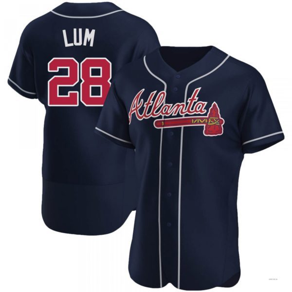 Atlanta Braves #28 Mike Lum Navy Alternate Jersey Stitches Baseball Jerseys