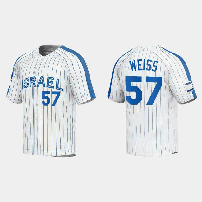 #57 ZACK WEISS ISRAEL BASEBALL 2023 WORLD BASEBALL CLASSIC JERSEY �C WHITE Stitches Baseball Jerseys