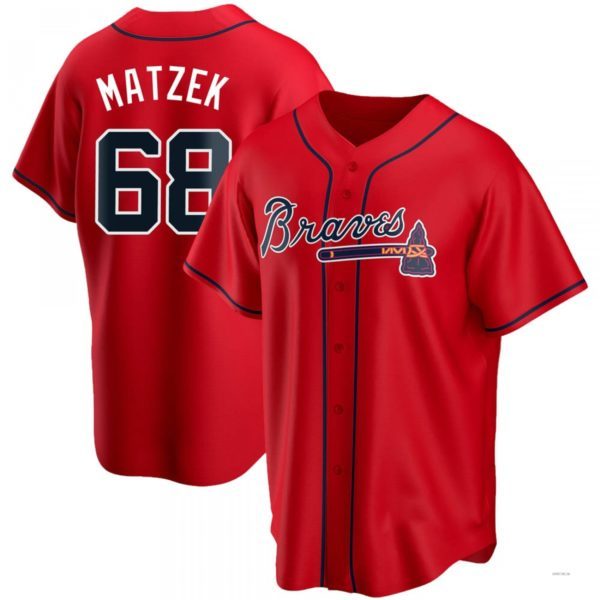 Atlanta Braves #68 Tyler Matzek Red Alternate Jersey Stitches Baseball Jerseys