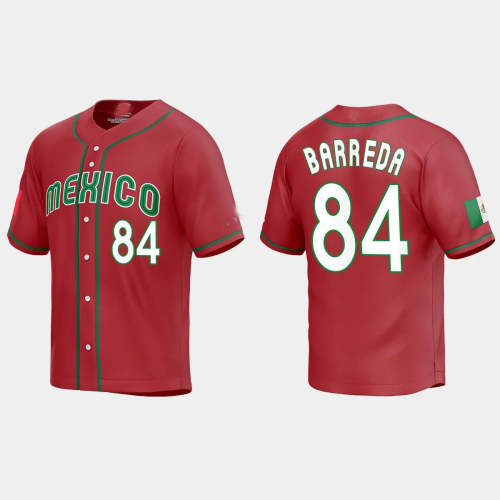 #84 MANNY BARREDA MEXICO BASEBALL 2023 WORLD BASEBALL CLASSIC REPLICA JERSEY �C RED Stitches Baseball Jerseys