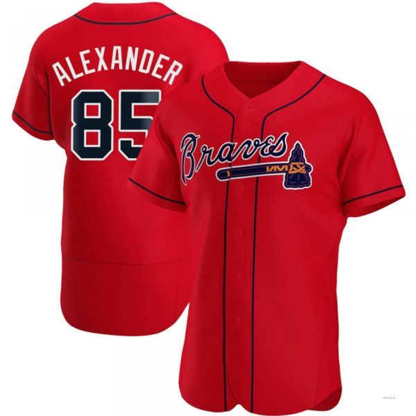 Atlanta Braves #85 CJ Alexander Red Alternate Jersey Stitches Baseball Jerseys