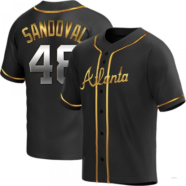 Atlanta Braves #48 Pablo Sandoval Black Golden Alternate Jersey Stitches Baseball Jerseys