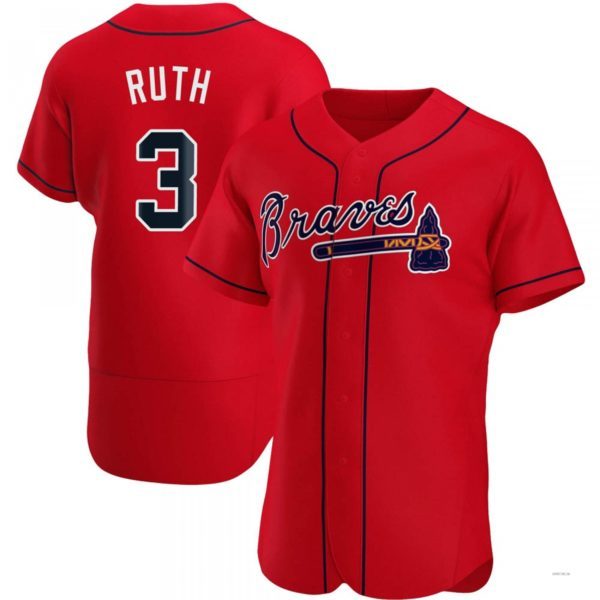 Atlanta Braves #3 Babe Ruth Navy Red Alternate Jersey Stitches Baseball Jerseys