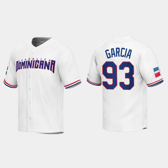 #93 YIMI GARCIA DOMINICAN REPUBLIC BASEBALL 2023 WORLD BASEBALL CLASSIC REPLICA JERSEY �C WHITE Stitches Baseball Jerseys