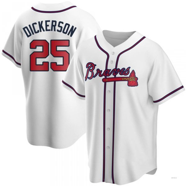 Atlanta Braves #25 Alex Dickerson White Black/ Jersey Stitches Baseball Jerseys