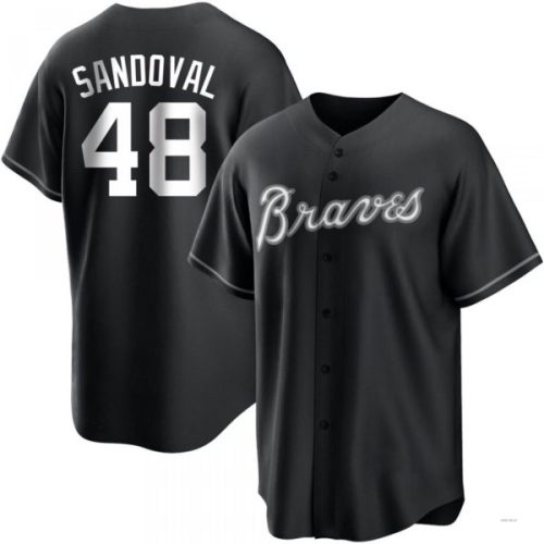 Atlanta Braves #48 Pablo Sandoval White Black Jersey Stitches Baseball Jerseys