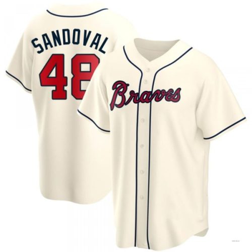 Atlanta Braves #48 Pablo Sandoval Cream Alternate Jersey Stitches Baseball Jerseys