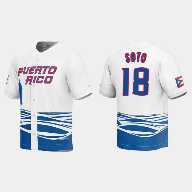 #18 NEFTALI SOTO PUERTO RICO BASEBALL 2023 WORLD BASEBALL CLASSIC JERSEY �C WHITE Stitches Baseball Jerseys