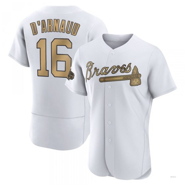 Atlanta Braves #16 Travis d��Arnaud White Authentic 2022 All-Star Jersey Stitches Baseball Jerseys