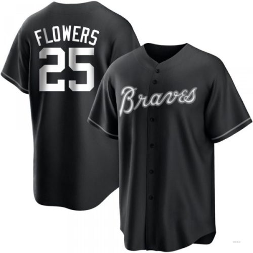 Atlanta Braves #25 Tyler Flowers White Black Jersey Stitches Baseball Jerseys