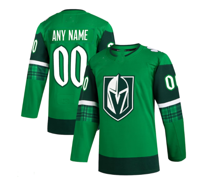 Custom V.Golden Knights 2023 St. Patrick's Day Primegreen Authentic Custom Jersey - Kelly Green Stitched American Hockey Jerseys