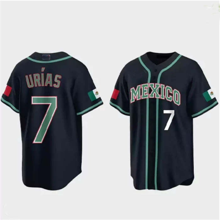 #7 Julio Urias Mexico Baseball 2023 World Baseball Classic Jersey �C Black Stitches Baseball Jerseys