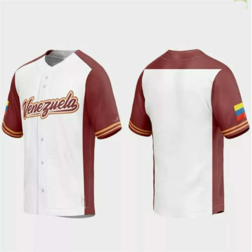 Venezuela Baseball 2023 World Baseball Classic Replica Jersey �C White Burgundy Stitches Baseball Jerseys