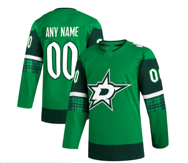 Custom D.Stars 2023 St. Patrick's Day Primegreen Authentic Jersey - Kelly Green Stitched American Hockey Jerseys