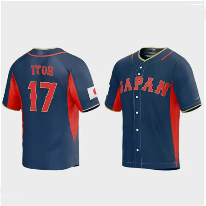 #17 Hiromi Itoh Japan Baseball 2023 World Baseball Classic Jersey �C Navy Stitches Baseball Jerseys