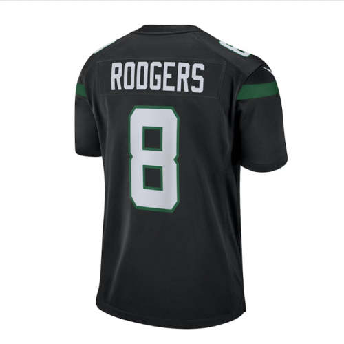NY.Jets #8 Aaron Rodgers Game Jersey - Black Stitched American Football Jerseys