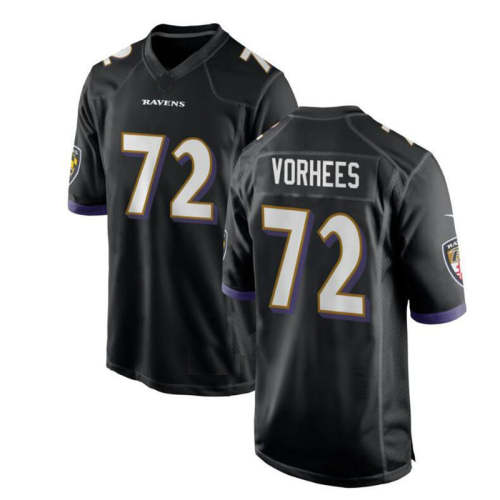 B.Ravens #72 Andrew Vorhees Alternate Game Jersey - Black Stitched American Football Jerseys