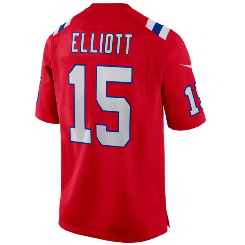 NE.Patriots  #15 Ezekiel Elliott Red Game Jersey Stitched American Football Jerseys