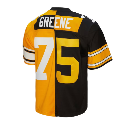 P.Steelers #75 Joe Greene Mitchell & Ness Black/Gold 1976 Split Legacy Replica Jersey Stitched American Football Jerseys