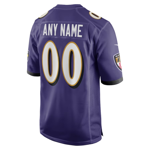 Custom B.Ravens Purple Game Jersey Stitched American Football Jerseys