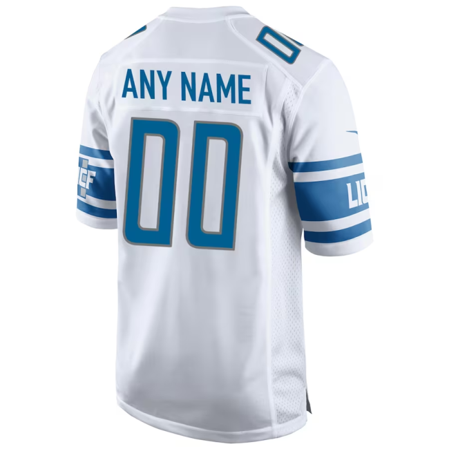 Custom D.Lions Light White Elite Jersey Stitched American Football Jerseys