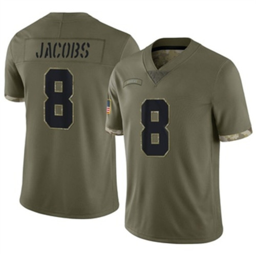 LV.Raiders #8 Josh Jacobs ACTIVE PLAYER 2022 Olive Salute To Service Limited Stitched Jersey  American Football Jerseys