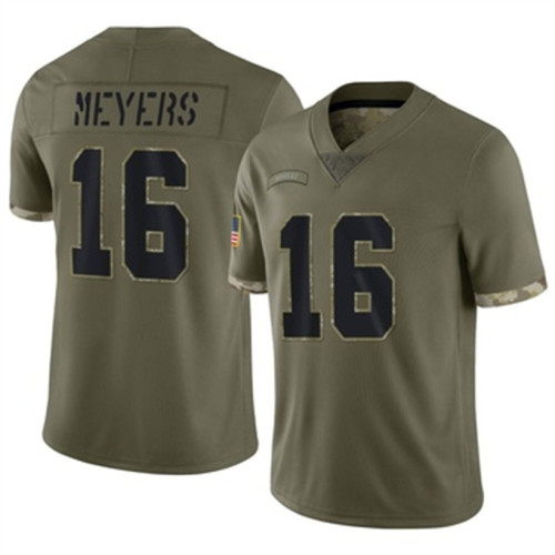 LV.Raiders   #16 Jakobi Meyers ACTIVE PLAYER 2022 Olive Salute To Service Limited Stitched Jersey  American Football Jerseys